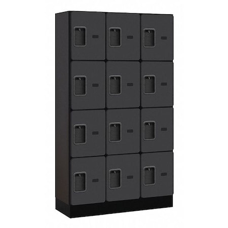 Salsbury Industries Wardrobe Locker, 36Wx64Hx15"D, 4Tier, Black 34355BLK