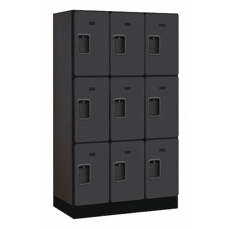 Salsbury Industries Wardrobe Locker, 36Wx64Hx18"D, 3Tier, Black 33358BLK