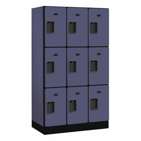 Salsbury Industries Wardrobe Locker, 36Wx64Hx18"D, 3Tier, Blue 33358BLU