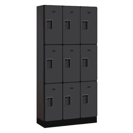 Salsbury Industries Wardrobe Locker, 36Wx76Hx15"D, 3Tier, Black 33365BLK