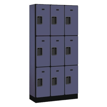 Salsbury Industries Wardrobe Locker, 36Wx76Hx15"D, 3Tier, Blue 33365BLU