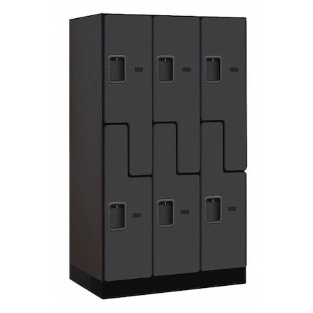 Salsbury Industries Wardrobe Locker, 36Wx64Hx21"D, 2Tier, Black 37351BLK