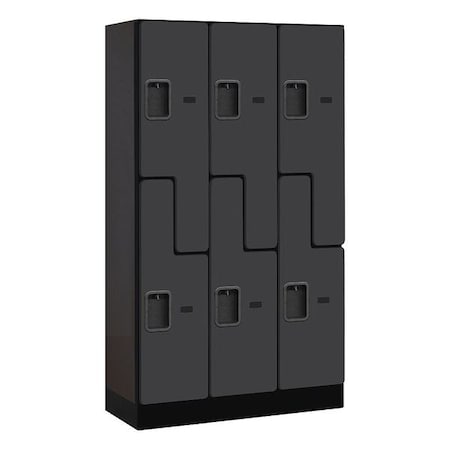 Salsbury Industries Wardrobe Locker, 36Wx64Hx15"D, 2Tier, Black 37355BLK