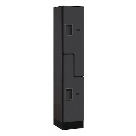 Salsbury Industries Wardrobe Locker, 12Wx64Hx15"D, 2Tier, Black 37155BLK