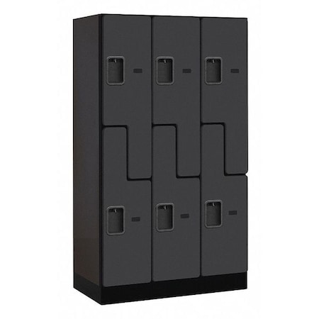 Salsbury Industries Wardrobe Locker, 36Wx64Hx18"D, 2Tier, Black 37358BLK