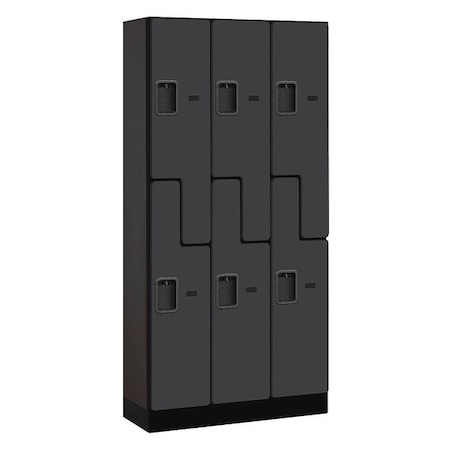 Salsbury Industries Wardrobe Locker, 36Wx76Hx15"D, 2Tier, Black 37365BLK