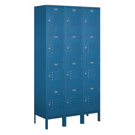 Salsbury Industries Wardrobe Locker, 45Wx78Hx15"D, 4Tier, Blue 54365BL-U