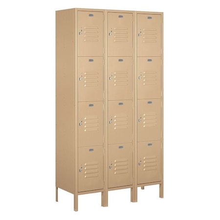 Salsbury Industries Wardrobe Locker, 45Wx78Hx15"D, 4Tier, Tan 54365TN-U