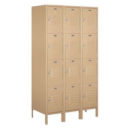 Salsbury Industries Wardrobe Locker, 45Wx78Hx18"D, 4Tier, Tan 54368TN-U