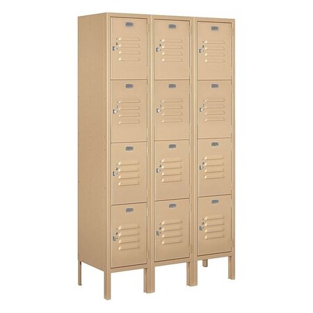 Salsbury Industries Wardrobe Locker, 36Wx78Hx12"D, 4Tier, Tan 64352TN-U