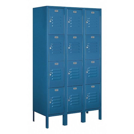 Salsbury Industries Wardrobe Locker, 36Wx78Hx15"D, 4Tier, Blue 64355BL-U