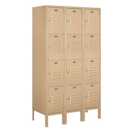 Salsbury Industries Wardrobe Locker, 36Wx78Hx15"D, 4Tier, Tan 64355TN-A