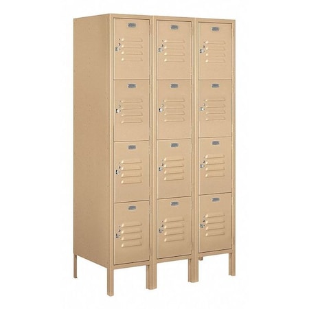 Salsbury Industries Wardrobe Locker, 36Wx78Hx18"D, 4Tier, Tan 64358TN-U