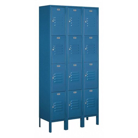 Salsbury Industries Wardrobe Locker, 36Wx78Hx12"D, 4Tier, Blue 64362BL-U