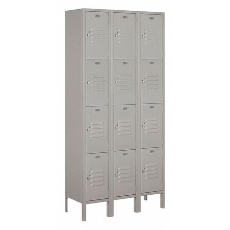 Salsbury Industries Wardrobe Locker, 36Wx78Hx12"D, 4Tier, Gray 64362GY-U