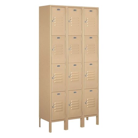 Salsbury Industries Wardrobe Locker, 36Wx78Hx12"D, 4Tier, Tan 64362TN-U