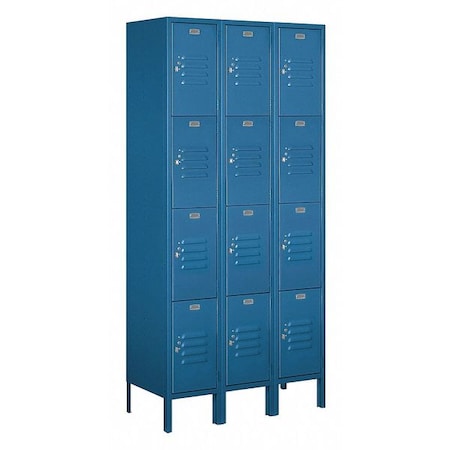 Salsbury Industries Wardrobe Locker, 36Wx78Hx15"D, 4Tier, Blue 64365BL-U