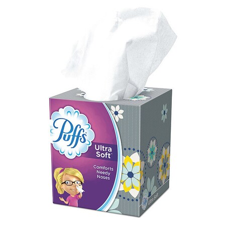 Puffs 2 Ply Ultra Soft Facial Tissue, Two-Ply, White, 5, 56 Sheets 35038