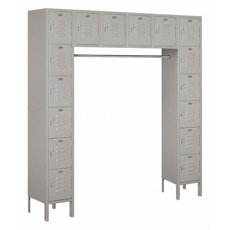 Salsbury Industries Bridge Locker, 72Wx12Hx18"D, 6Tier, Gray 66016GY-U