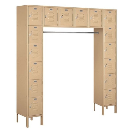 Salsbury Industries Bridge Locker, 72Wx12Hx18"D, 6Tier, Tan 66016TN-U