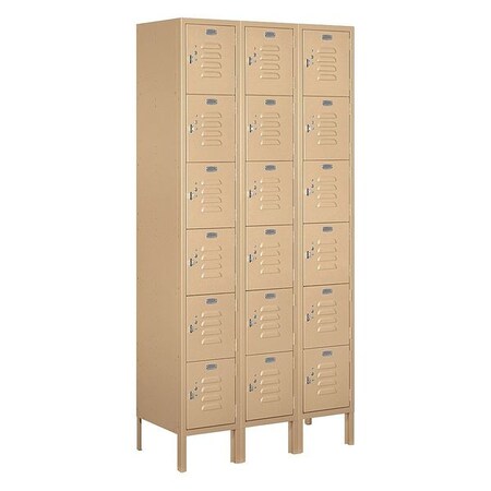 Salsbury Industries Box Locker, 36Wx78Hx15"D, 6Tier, Tan 66365TN-A