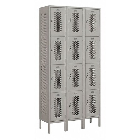 Salsbury Industries Wardrobe Locker, 36Wx78Hx12"D, 4Tier, Gray 74362GY-U