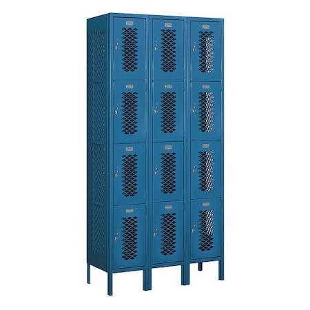 Salsbury Industries Wardrobe Locker, 36Wx78Hx15"D, 4Tier, Blue 74365BL-U