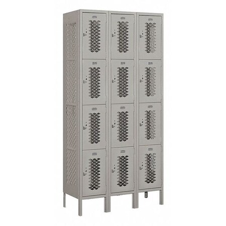 Salsbury Industries Wardrobe Locker, 36Wx78Hx15"D, 4Tier, Gray 74365GY-U