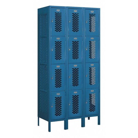 Salsbury Industries Wardrobe Locker, 36Wx78Hx18"D, 4Tier, Blue 74368BL-U