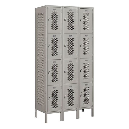 Salsbury Industries Wardrobe Locker, 36Wx78Hx18"D, 4Tier, Gray 74368GY-U