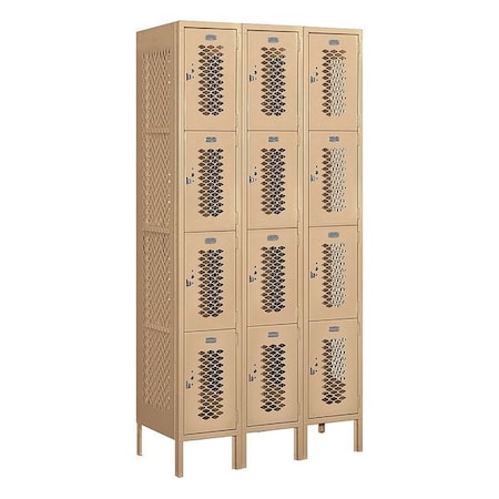Salsbury Industries Wardrobe Locker, 36Wx78Hx18"D, 4Tier, Tan 74368TN-U