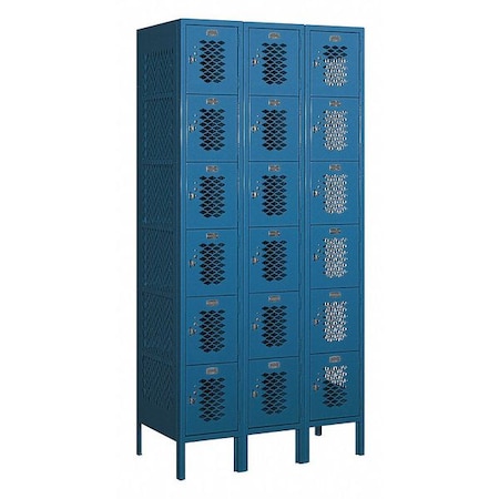 Salsbury Industries Box Locker, 36Wx78Hx18"D, 6Tier, Blue 76368BL-A