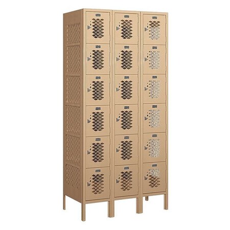 Salsbury Industries Box Locker, 36Wx78Hx18"D, 6Tier, Tan 76368TN-A