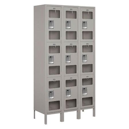 Salsbury Industries Wardrobe Locker, 45Wx78Hx15"D, 3Tier, Gray S-53365GY-U
