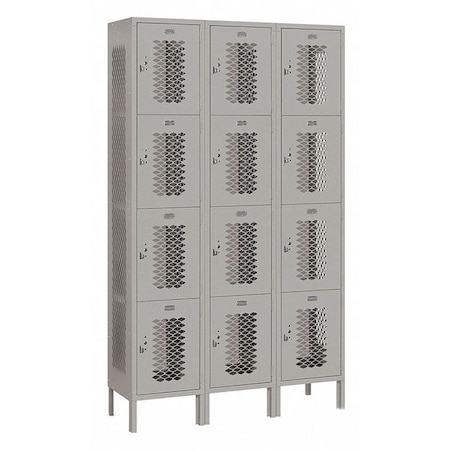 Salsbury Industries Wardrobe Locker, 45Wx78Hx15"D, 4Tier, Gray 84365GY-U