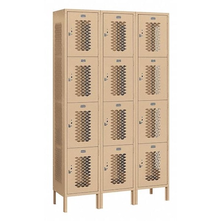 Salsbury Industries Wardrobe Locker, 45Wx78Hx15"D, 4Tier, Tan 84365TN-U