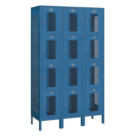 Salsbury Industries Wardrobe Locker, 45Wx78Hx18"D, 4Tier, Blue 84368BL-U