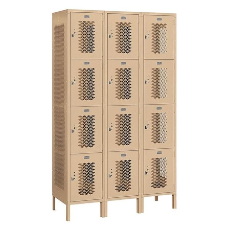 Salsbury Industries Wardrobe Locker, 45Wx78Hx18"D, 4Tier, Tan 84368TN-U