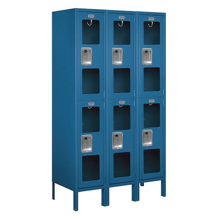 Salsbury Industries Wardrobe Locker, 36Wx66Hx15"D, 2Tier, Blue S-62355BL-U