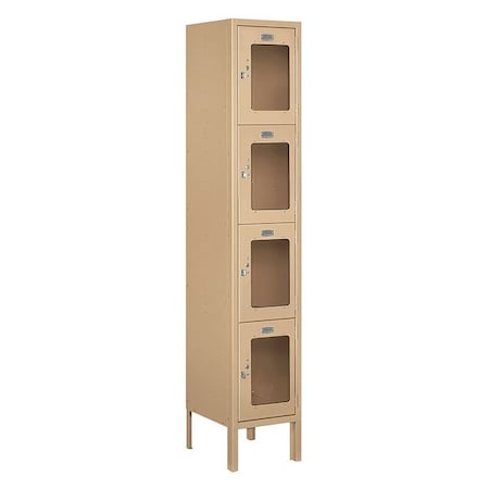Salsbury Industries Wardrobe Locker, 12Wx66Hx12"D, 4Tier, Tan S-64152TN-A