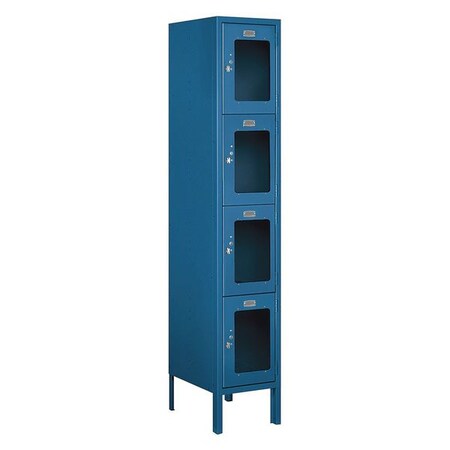 Salsbury Industries Wardrobe Locker, 12Wx66Hx15"D, 4Tier, Blue S-64155BL-U
