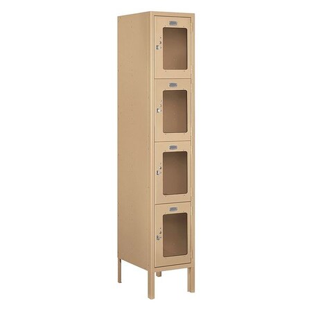 Salsbury Industries Wardrobe Locker, 12Wx66Hx15"D, 4Tier, Tan S-64155TN-A