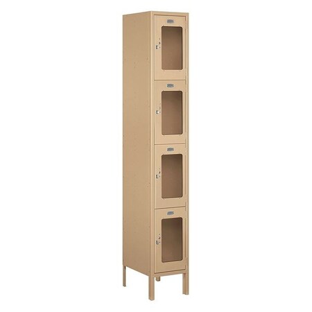 Salsbury Industries Wardrobe Locker, 12Wx78Hx15"D, 4Tier, Tan S-64165TN-U