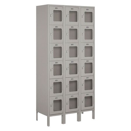 Salsbury Industries Box Locker, 36Wx78Hx15"D, 6Tier, Gray S-66365GY-U