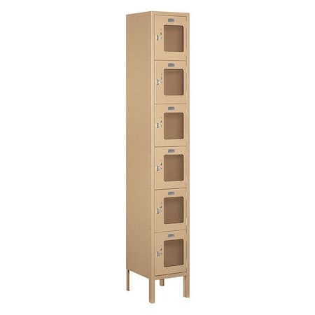 Salsbury Industries Box Locker, 12Wx78Hx12"D, 6Tier, Tan S-66162TN-A
