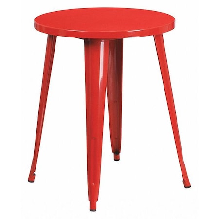 Flash Furniture Round Red Metal Table, 24RD, 24" W, 24" L, 29" H, Metal Top, Red CH-51080-29-RED-GG