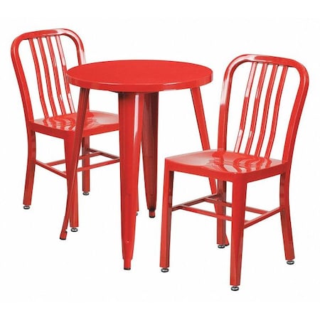 Flash Furniture Round 24" W, 24" L, 29" H, Metal, Red CH-51080TH-2-18VRT-RED-GG