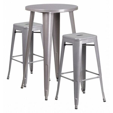 Flash Furniture Round 24" W, 24" L, 41" H, Metal, Grey CH-51080BH-2-30SQST-SIL-GG