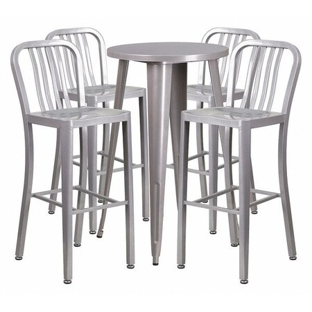 Flash Furniture Round 24" W, 24" L, 41" H, Metal, Grey CH-51080BH-4-30VRT-SIL-GG