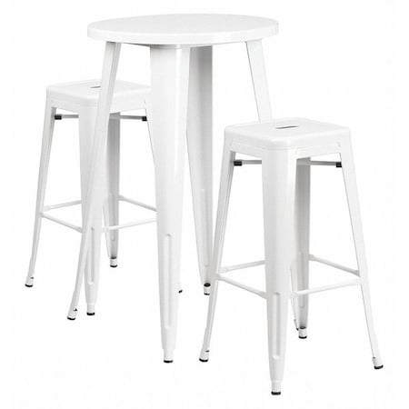 Flash Furniture Round 24" W, 24" L, 41" H, Metal, White CH-51080BH-2-30SQST-WH-GG